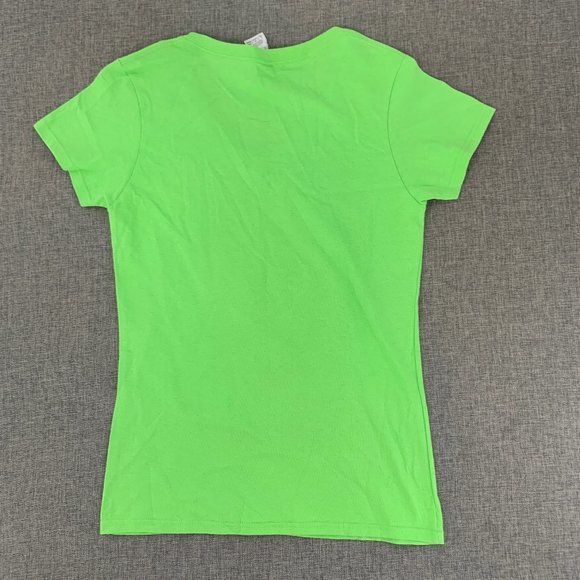 Gildan Heavy Cotton Neon Green Graphic T-Shirt Small V-Neck "Relaxin in the Sun - Picture 9 of 13